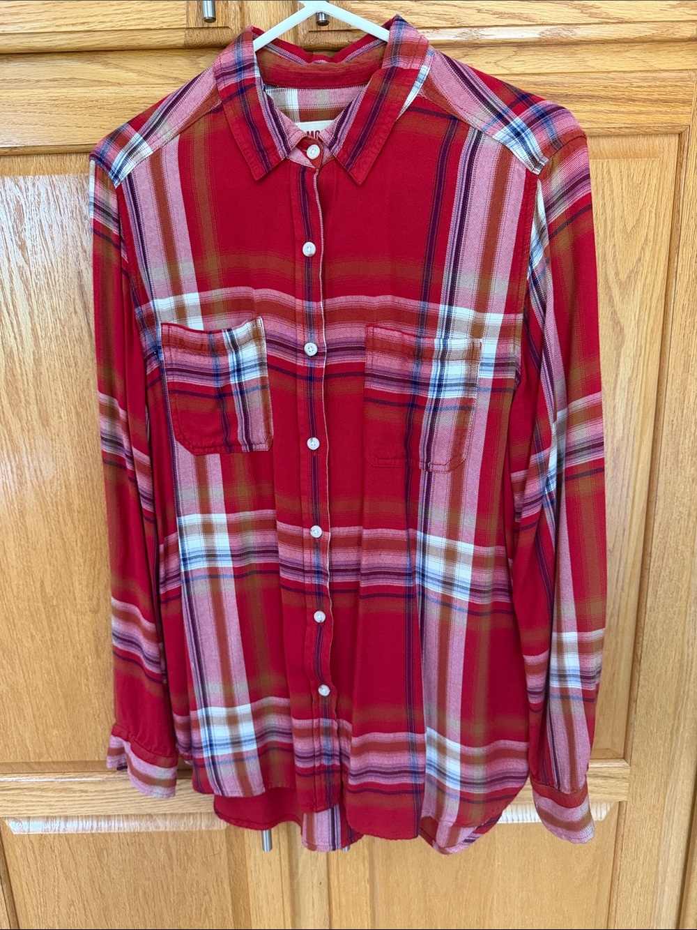 Mossimo Supply Co. Red Plaid Button-Down Shirt